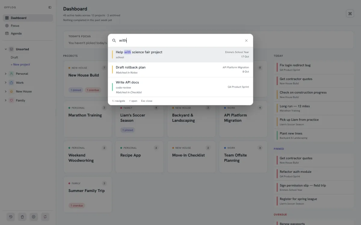 Search on Windows, showing where each result matched